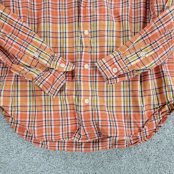 Ralph Lauren Button Down Shirt Boys L 16-18 Orange Plaid Cotton Classic Fit - Picture 6 of 12